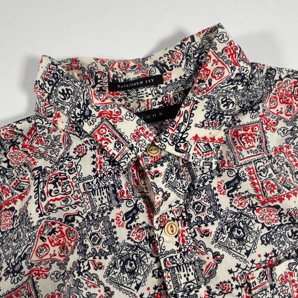Sean John Mens XL MultiColor Tailored Fit Button Down Shirt Long Sleeve Abstract - Picture 1 of 12
